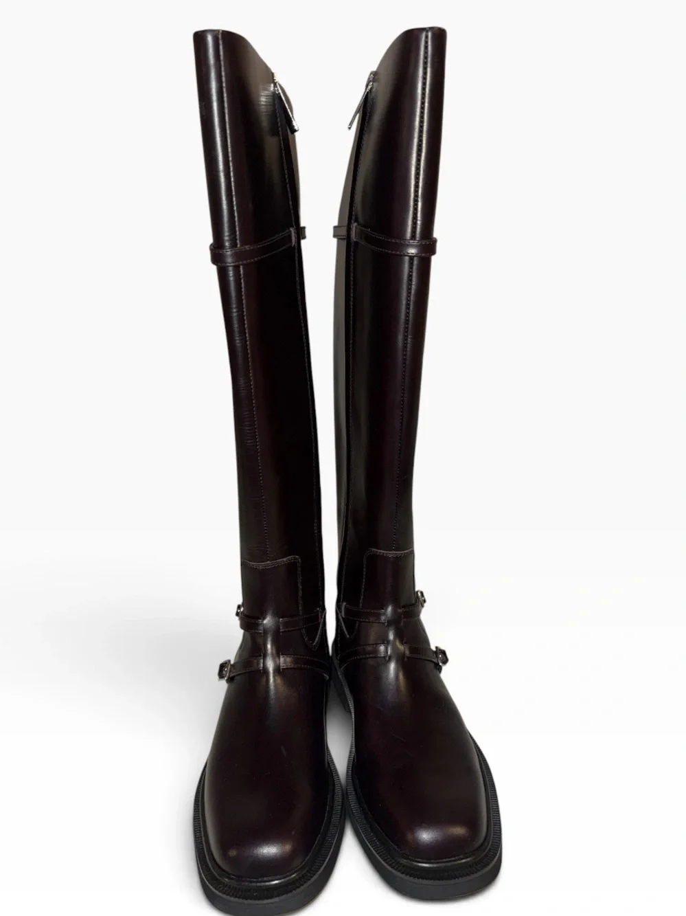 Franco Sarto Women's Leather Riding Boots - Dark Brown